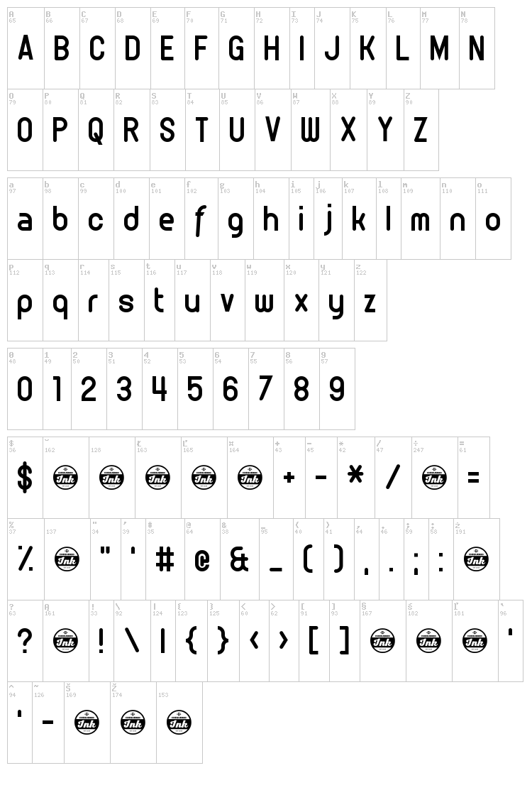 Offspring Remorse font map